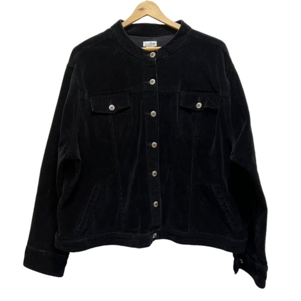 Outline Black Corduroy Cropped Jacket Size 22W